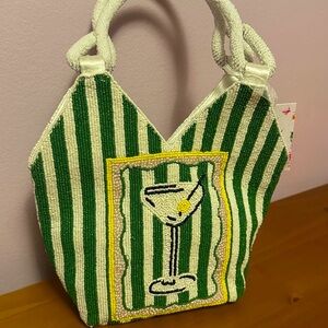 🍸🫒 Green and White Striped Beaded Martini Bag 🫒🍸 Marshalls / TJ Maxx Viral Bag